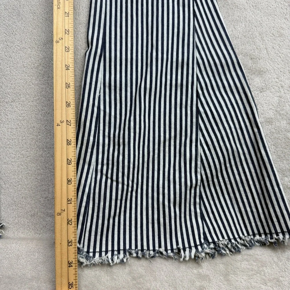 Saints & Hearts Bell Bottom Pants Womens S Navy White Striped Frayed Retro Boho